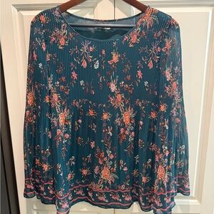 Max Studio Teal Floral Blouse